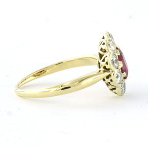 14k gouden ring bezet met robijn en oud Amsterdams geslepen diamant tot. 1.00ct kopen? Bied vanaf 600!