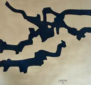 Eduardo Chillida - Litho op bruin pakpapier, “Mármol y plomo” (Marmer en lood)” – 1974 verkocht voor € 40!