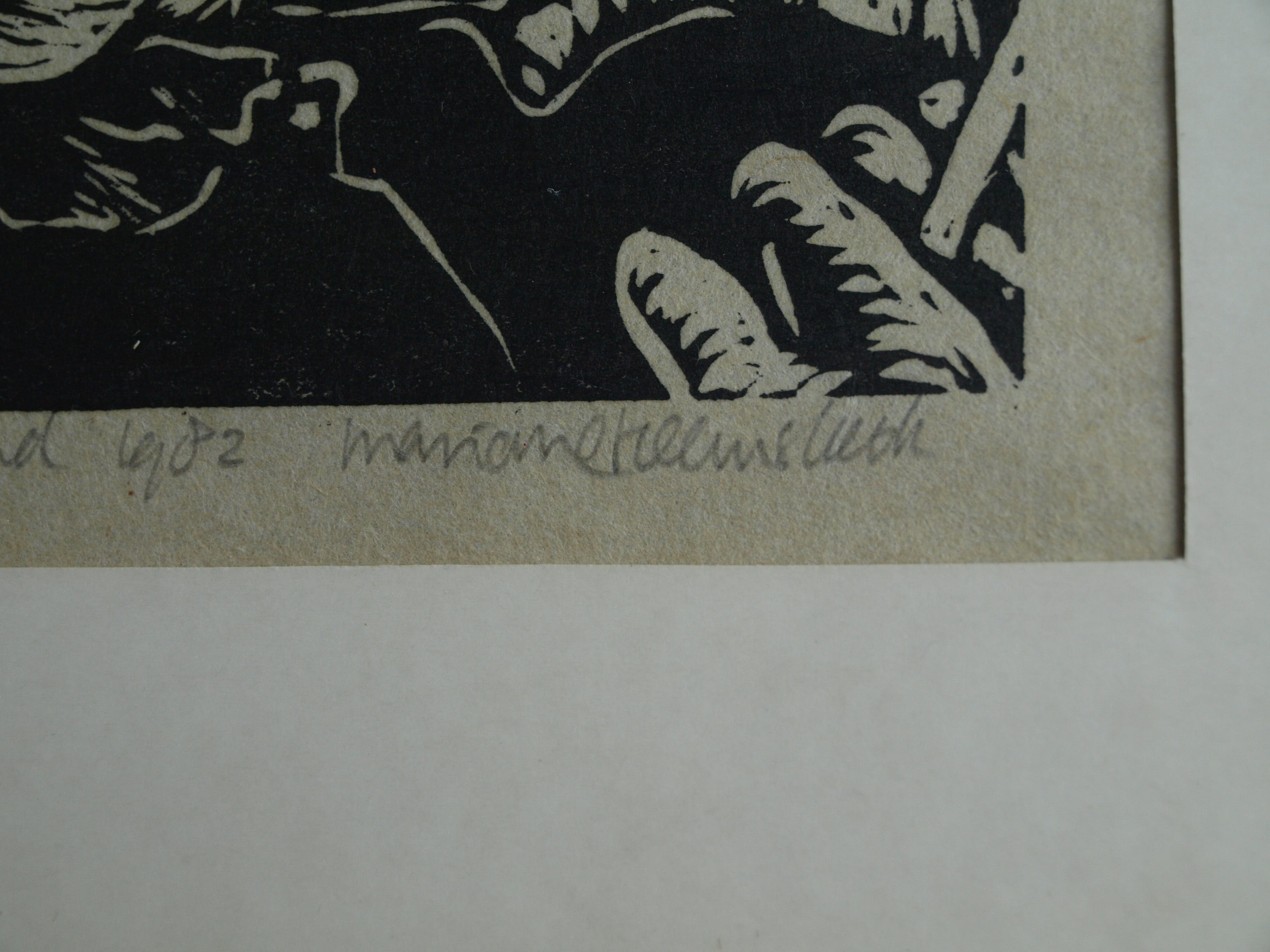 Marianne Heemskerk - Linosnede , Man met kind – ingelijst - 1982 kopen? Bied vanaf 1!
