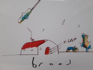 Herman Brood - Biggetje Bennie tekening, handgesigneerd en ingelijst kopen? Bied vanaf 775!