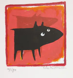 Peter Bastiaanssen - Twee zeefdrukken, Hondjes kopen? Bied vanaf 40!