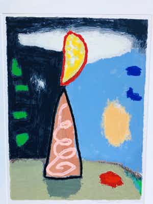 Harrie Gerritz - Zeefdruk, Feestelijk maanlicht - Ingelijst verkocht voor € 75!