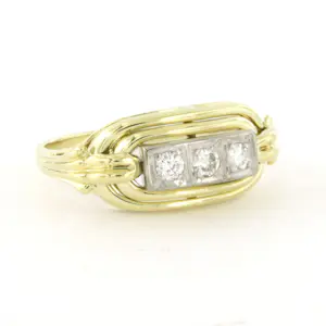 14k bicolour gouden ring met briljant geslepen diamanten tot. 0.12ct kopen? Bied vanaf 310!
