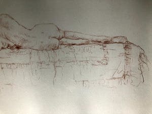 Maria de Ruiter de Witt - Poserend naakt - Tekening, Ingelijst kopen? Bied vanaf 55!