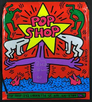 Keith Haring - Originele gesigneerde Pop Shop tas met tekening - Ingelijst kopen? Bied vanaf 1!