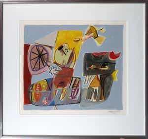 Corneille - Zeefdruk, Child with toys - Ingelijst verkocht voor € 250!