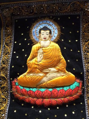 Curiosa - Tibetaanse Thangka met een kleurrijke Buddha van zijde kopen? Bied vanaf 1!