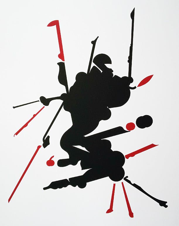 Henri Plaat - Henri Plaat - Abstracte compositie, zeefdruk verkocht voor € 80!