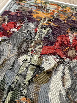 Rob Scholte - "Slipjacht" - Embroidery - 79 x 109 x 4 cm - Achterzijde gesigneerd - 2005 kopen? Bied vanaf 650!