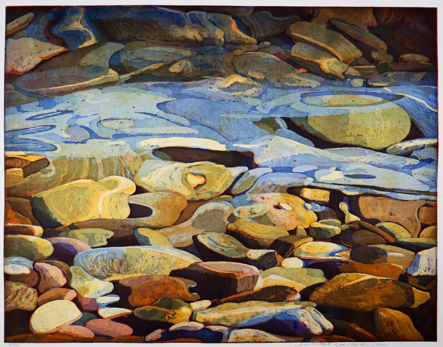 Marcel Schellekens - Kleurenets, Rotsen (Groot) verkocht voor € 150!