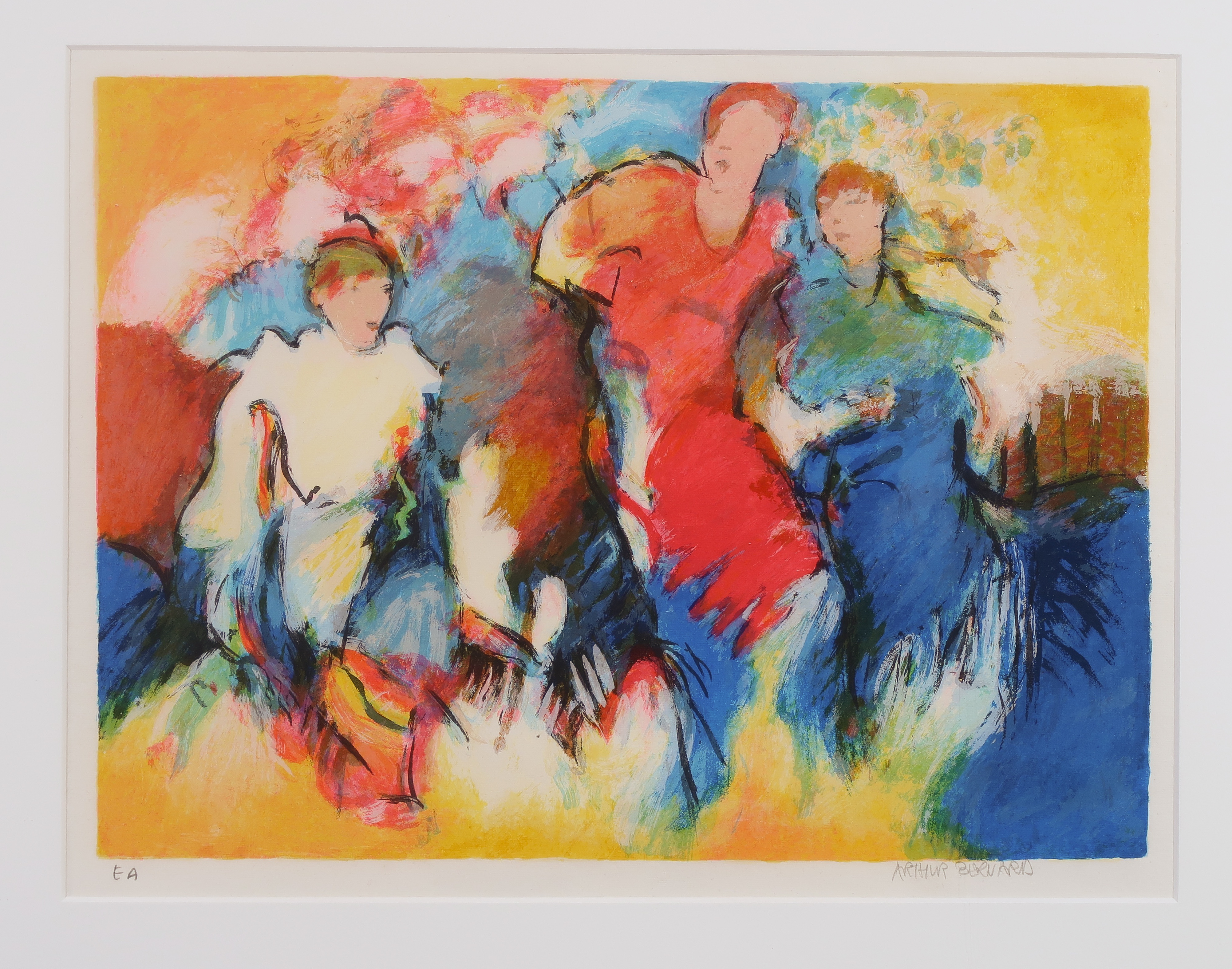 Arthur Bernard - Zeefdruk, Three in the garden - Ingelijst kopen? Bied vanaf 20!