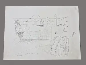 Hannes Postma - Een in 1977 gemaakte grote inkt-tekening "3 nymphen / naaktstrand" kaufen? Bieten Sie von 63!