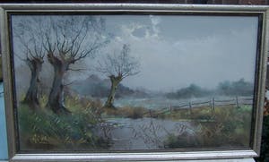 Gerard Cox (jr.) - Polderlandchap met knotwilgen. kopen? Bied vanaf 75!