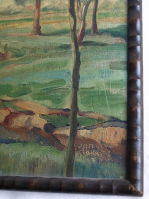 Jan Abraham Bakker - Olieverf op karton, Landschap – gesigneerd en ingelijst – 1932 kopen? Bied vanaf 25!