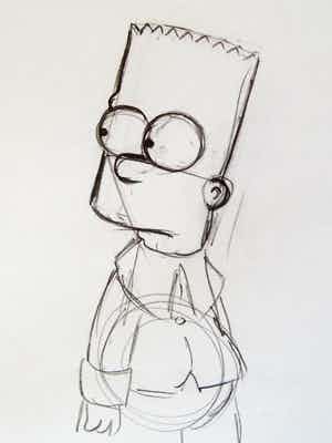 Matt Groening - originele tekening Bart, The Simpsons, + certificaat verkocht voor € 250!