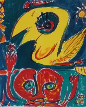 Carl-Henning Pedersen - litho uit 1985 - hand gesigneerd en ingelijst kopen? Bied vanaf 205!