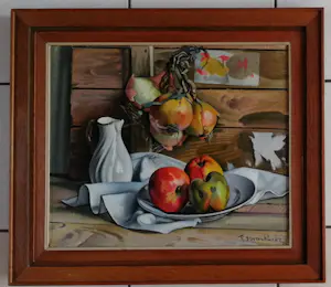 Raoul Martinez - Stilleven met witte kan, uien en appels kopen? Bied vanaf 475!