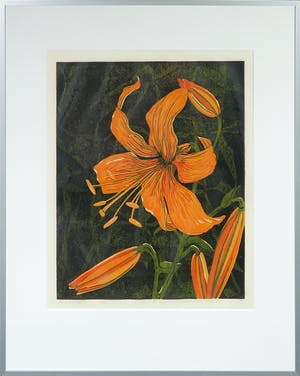 Dianne Bakker - Hout/linosnede, Lelie II - Ingelijst kopen? Bied vanaf 50!