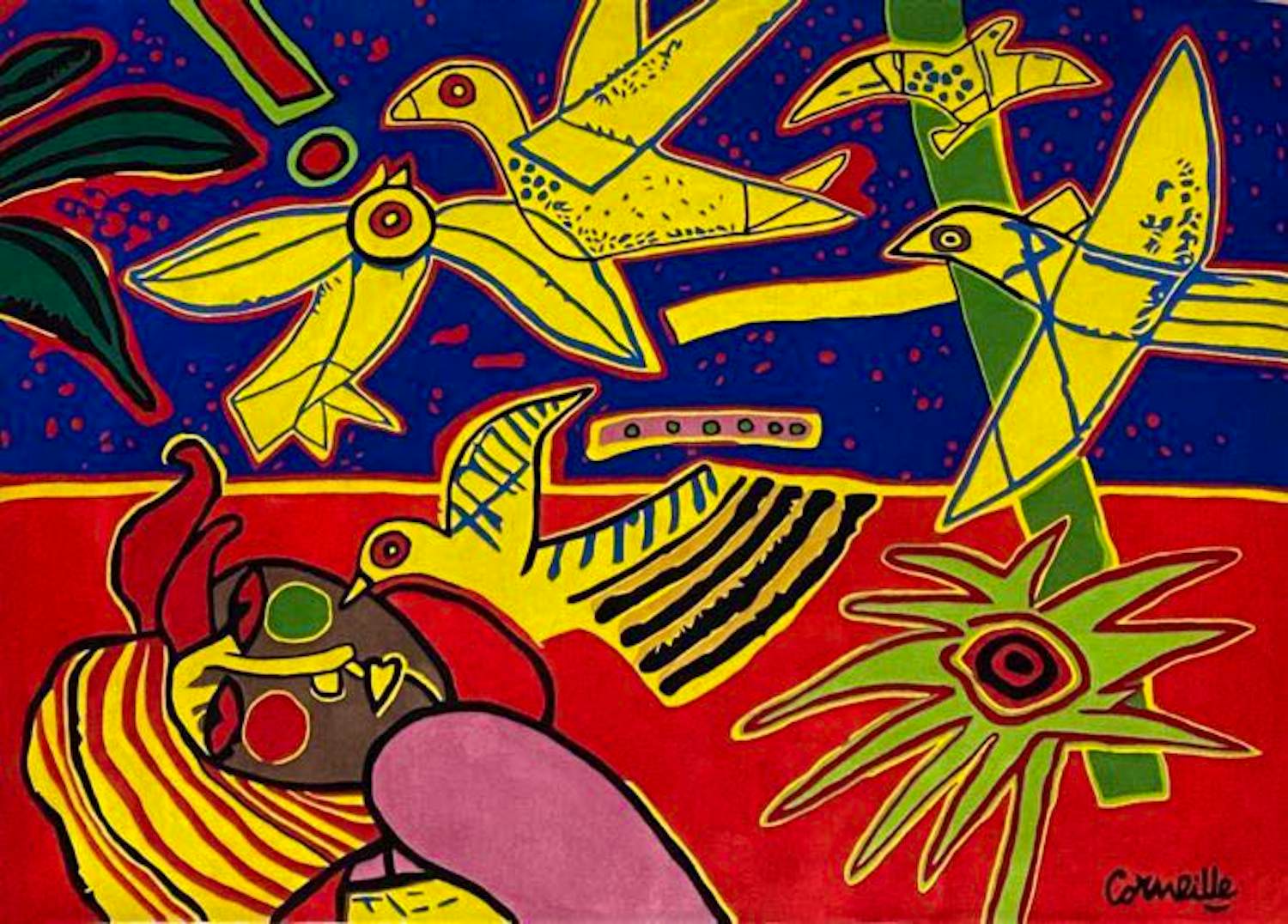 Corneille - Tapijt Vlucht van vogels - 200 x 285 cm - Kunstenaarstapijt met certificaat kopen? Bied vanaf 2000!