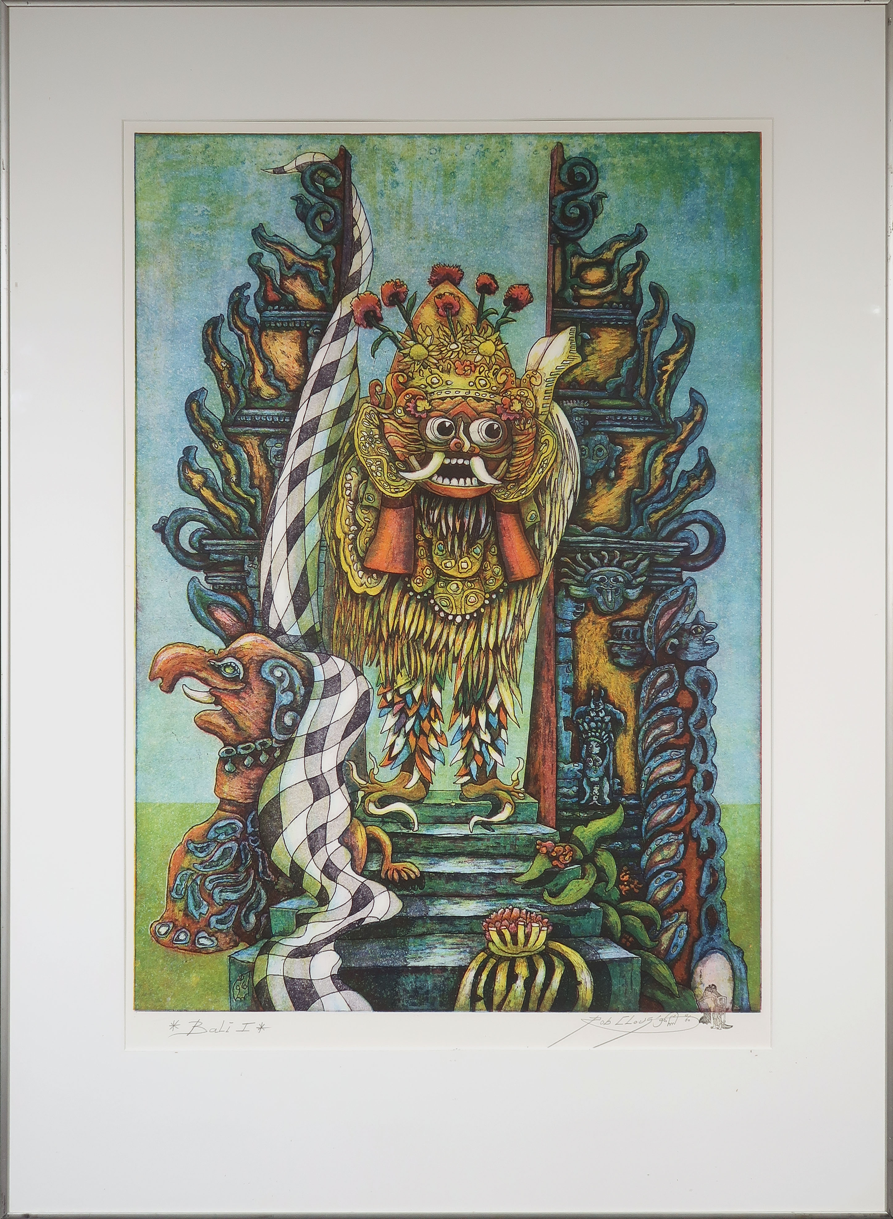 Rob Clous - Kleurenets en aquatint, Bali I - Ingelijst (Groot) verkocht voor € 35!