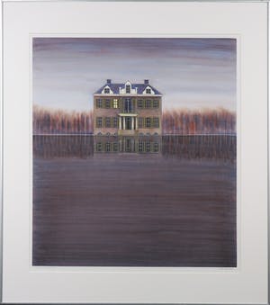 Willem de Vries - Aquarel, Villa bij avond II - Ingelijst kopen? Bied vanaf 1!