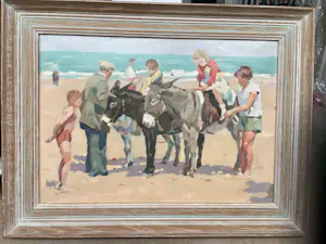 Buy Frits Verdonk - strandgezicht kinderen met ezeltjes? Bid from 1000!