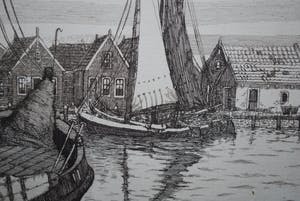 Hendrik Lesage - Volendam rond 1924 - mooi uitgewerkte, heldere ets, nr. 60 kopen? Bied vanaf 45!