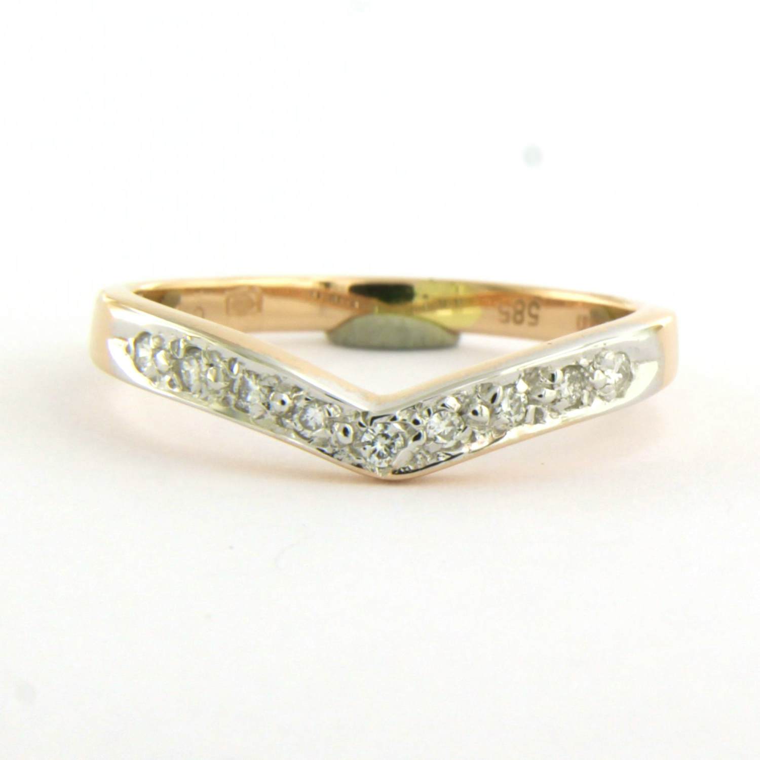 14k bicolour gouden ring bezet met briljant diamant tot. 0.05ct – F/G – VS/SI kopen? Bied vanaf 180!