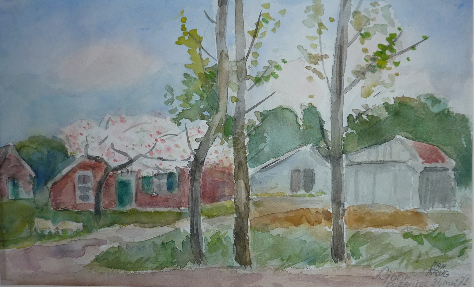 Han Krug - Aquarel - "Goor Overijssel" 1972 kopen? Bied vanaf 30!