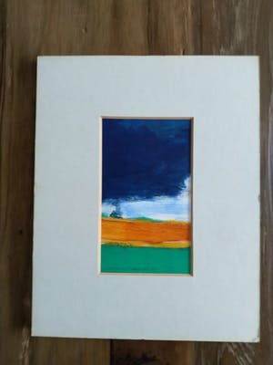 Jeroen de Carpentier - Fraai verstild expressionistische Gouache "Regenwolken boven akkerland" gesignd kopen? Bied vanaf 19!