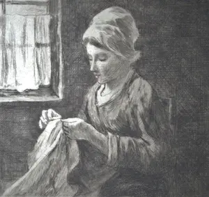 Philip Zilcken - naar Jozef Israëls - het naaistertje - ets kopen? Bied vanaf 20!