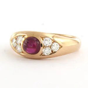 14k rosé gouden ring bezet met robijn en briljant geslepen diamant tot. 0.60ct kopen? Bied vanaf 860!