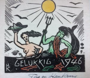 Han Krug - Houtsnedes gesigneerde Nieuwjaarskaarten kopen? Bied vanaf 40!