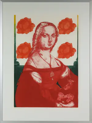 Eliza Kopec - Set van twee mooie etsen / aquatints, A man with a view + Rode vrouw - Ingelijst kopen? Bied vanaf 100!