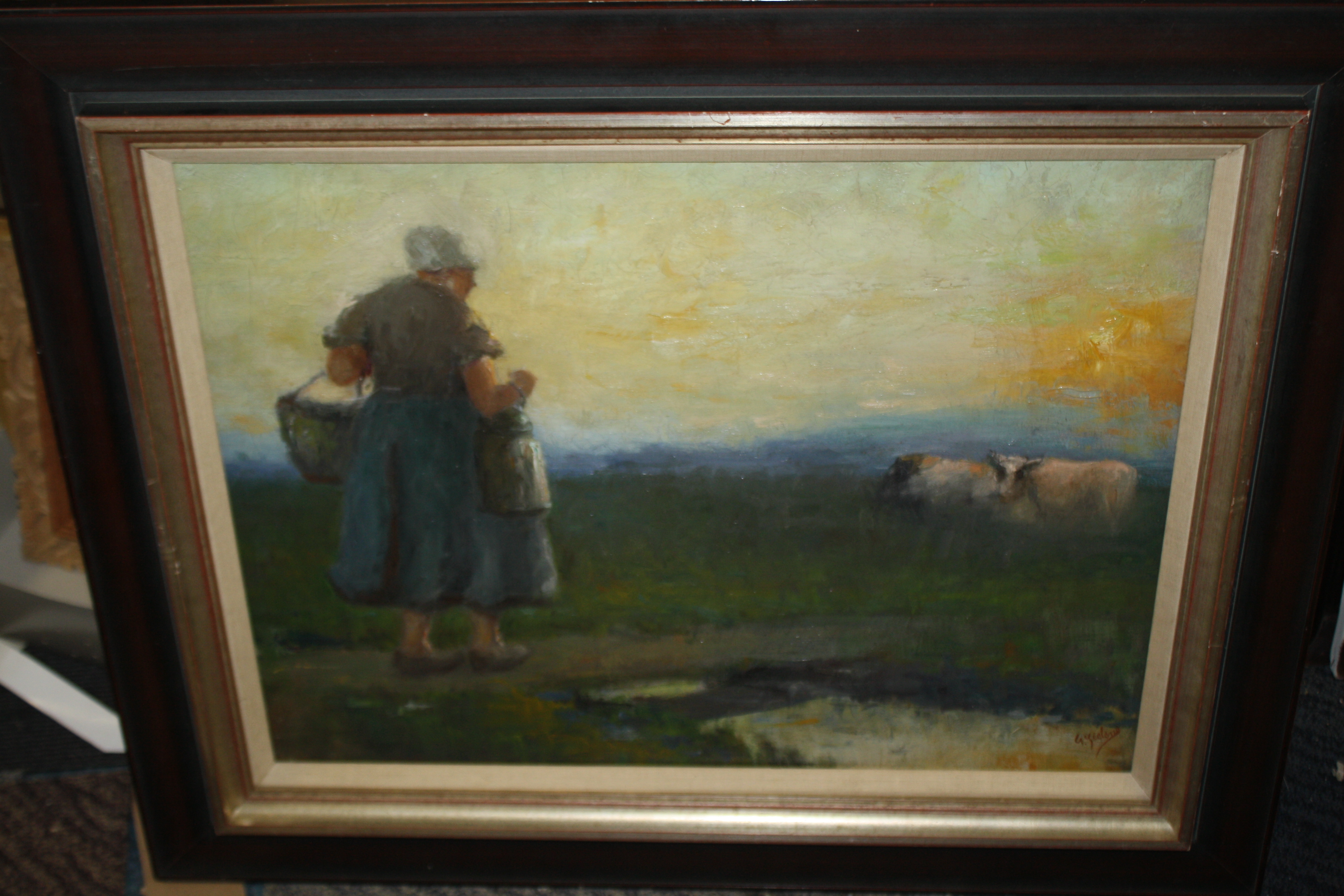 George Tielens - Luministisch landschap met koeien verkocht voor € 175!