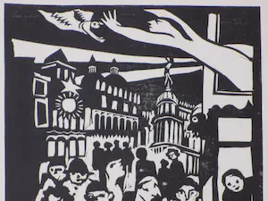 Niet of onleesbaar gesigneerd - Drukte in de straat - Houtsnede kopen? Bied vanaf 1!