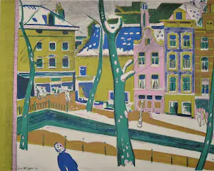 Jan Wiegers - Stadsgezicht Achterburgwal kopen? Bied vanaf 125!