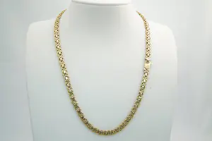 9- Massief 18Krt geel-gouden "konings" ketting - platte schakel- lang model kopen? Bied vanaf 2540!