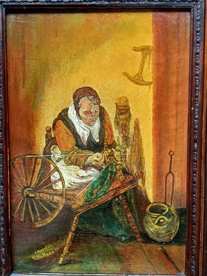 Niet of onleesbaar gesigneerd - Vrouw aan spinnewiel. kopen? Bied vanaf 1!