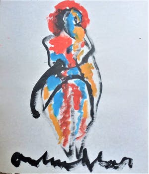 Anton Heyboer - Moeder en kind De oermoeder Mooie krachtige sierlijke kleurrijke schildering kopen? Bied vanaf 280!