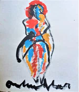 Anton Heyboer - Moeder en kind De oermoeder Mooie krachtige sierlijke kleurrijke schildering verkocht voor € 280!