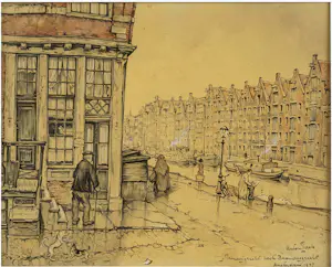 Anton Pieck - Stadsgezicht Amsterdam hoek Brouwersgracht Prinsengracht kopen? Bied vanaf 750!