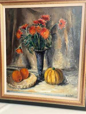 Arnout Colnot - "Stilleven met bloemen , pompoen en fruits” verkocht voor € 800!