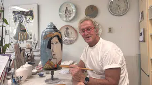 Klaas de Boer - & Reinier den Adel : Reliëfbeeld van keramiek , Keramisch tableau - 1983 kopen? Bied vanaf 500!