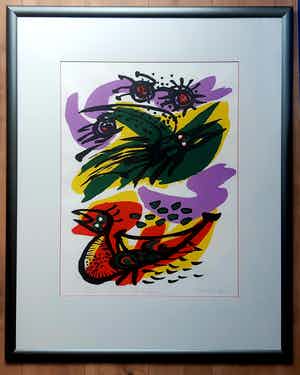 Anton Rooskens - "Printemps" in grote uitvoering van Galerie Krikhaar uit 1972 verkocht voor € 245!