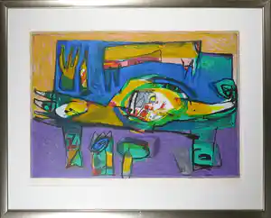 Geert Vrijdag - Zeefdruk, Eufraat - Ingelijst (Groot) verkocht voor € 50!