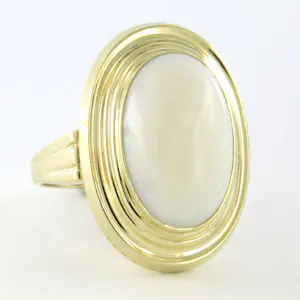 Buy 14k geel gouden ring bezet met een opaal - 5.0 gram - ringmaat 17.5(55)? Bid from 360!