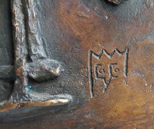 Carla Commijs - Bronzen plaquette, “Wachten in de rij....” – gesigneerd – 19 kg kaufen? Bieten Sie von 425!