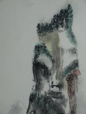 Niet of onleesbaar gesigneerd - Japanse kunstenaar, “De berg” - aquarelverf en inkt op karton kopen? Bied vanaf 1!