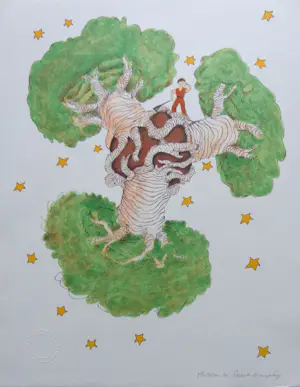 Buy Antoine de Saint-Exupery - LE PETIT PRINCE / KLEURLITHO / 40x31cm / DROOGSTEMPEL? Bid from 35!